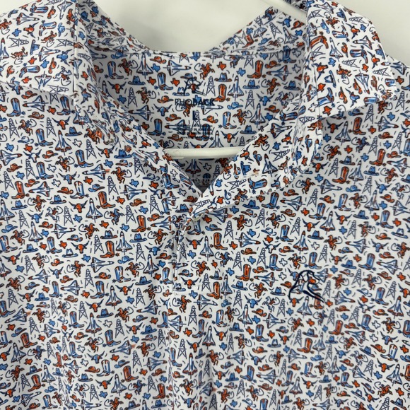 Rhoback Mens Large Lone Star Texas Rodeo Novelty Print Performance Polo Shirt - Picture 12 of 13
